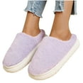 thumbnail image 6 of Women Slippers Non-Slip Flat Heel Closed Toe Slip-on House Warm Shoes Women's Fashion Casual Home Indoor Outdoor Plus Velvet Warm SlippersPurple 8.5, 6 of 10
