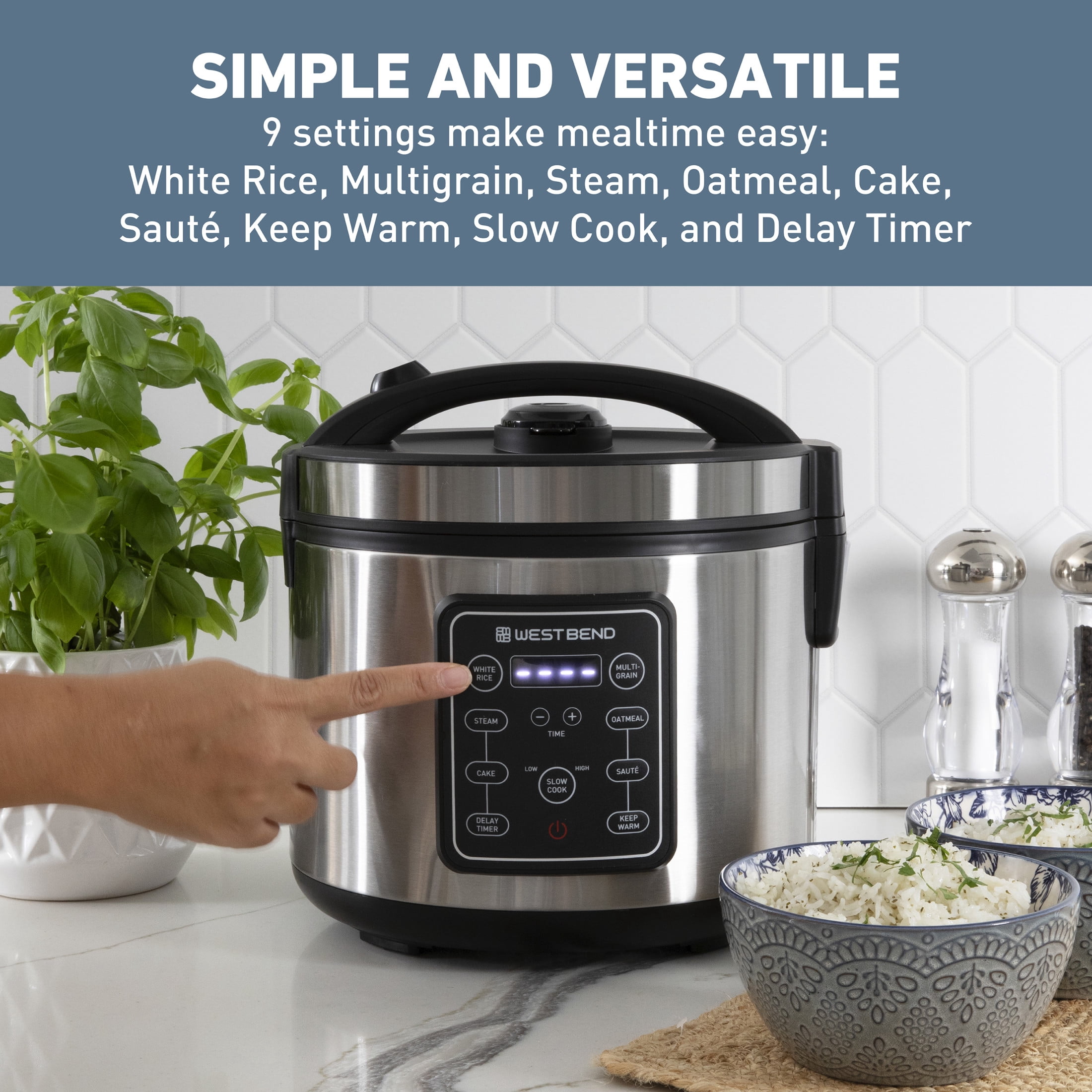 West Bend 20 Cup Multi-Function Rice Cooker, in Stainless Steel (RCWB20CSS13)