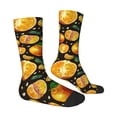 thumbnail image 3 of Uemuo Tangerine Pattern Women's Crew Socks, Soft Durable Breathable Moisture-Wicking with Odor Control Cotton socks, 3 of 9