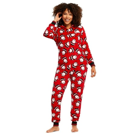 

Matching Family Christmas Pajamas Santa Print One-Piece Jumpsuit Hooded Zipper Romper Loungewear