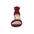 thumbnail image 6 of BLISSFUL STEP Women's Shoes Open Toe Mid Block Heel Ankle Strap Faux Suede Sandals Burgundy 10, 6 of 8