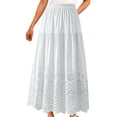 thumbnail image 5 of qelini Lace Maxi Skirt for Women Long Skirt Elastic High Waist A-line Skirt Solid Color Casual Skirt, 5 of 6