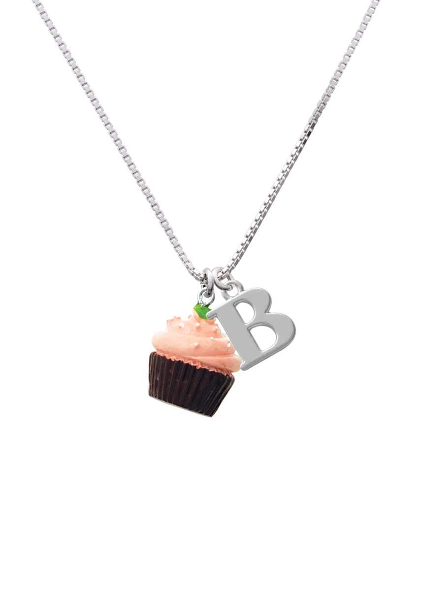 Delight Jewelry Two Tone Cupcake with Crystal Sprinkles Custom Engraved Heart Locket Necklace
