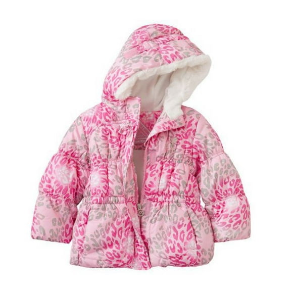 Zero Xposur Toddler Girls Pink Leopard Print Winter Ski Jacket Puffer Coat