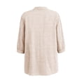 thumbnail image 6 of HAOTAGS Womens 3/4 Sleeve Tops,Summer Causal Plaid V-neck Blouse Beige Size L, 6 of 7