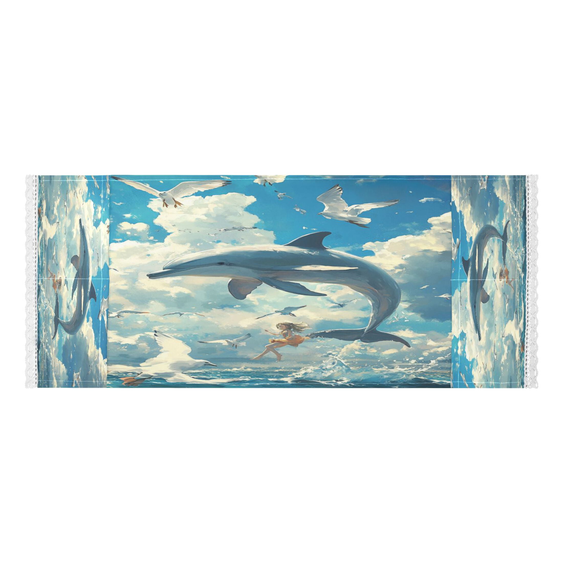 Dolphins Collide with SeagullsWasher and Dryer Covers Dust-Proof and Oil Resistant Fridge Cover with 4 Storage Pockets Washing Machine Top Cover for Laundry Kitchen Home 51.2 x 22 In