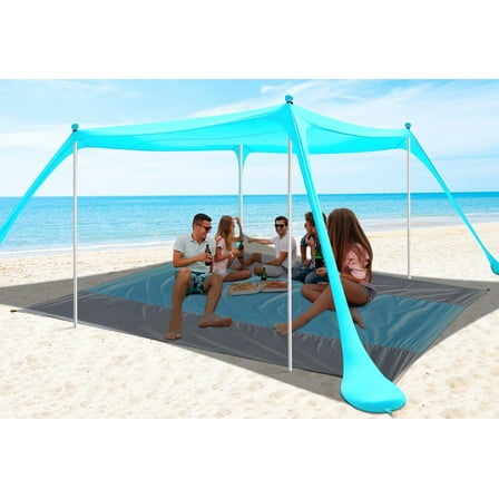 Beach Tent Canopy 10'x10' Beach Tents Sun Shelter 6-8 Person Beach Canopy Tent Sun Shade Easy Setup Pop Up Beach Shade Canopy Portable Beach Tent UPF 50  Waterproof