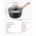 thumbnail image 3 of 1.5 quart non-stick pan with tempered glass cover, removable handle, induction cooker compatible, small multi-purpose cooking pan, black, 3 of 12
