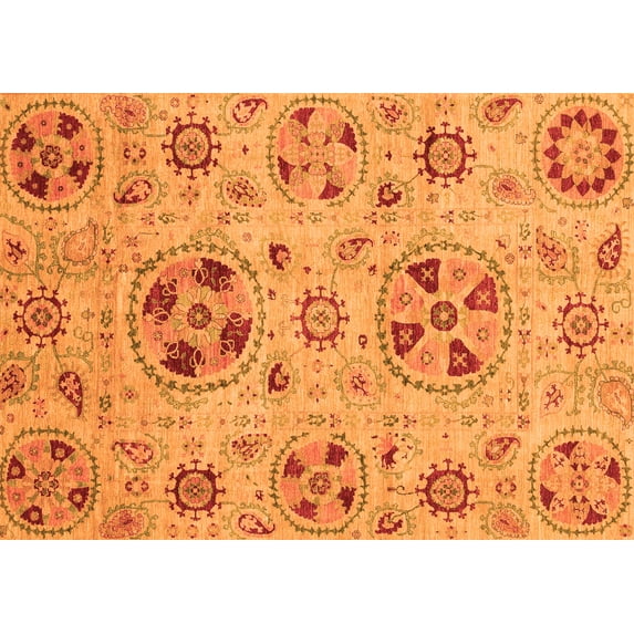 Ahgly Company Indoor Rectangle Abstract Orange Modern Area Rugs, 3' x 5'