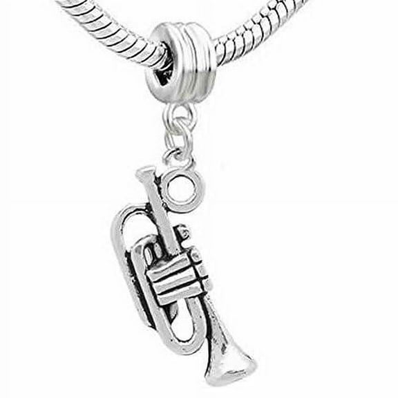 Sexy Sparkles Trumpet Charm European Bead Compatible for Most European Snake Chain Bracelets - Zinc Metal Alloy, 1 Bead