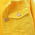 thumbnail image 3 of Lejafay Womens 3/4 Sleeve Short Denim Jacket Lapel Button Down Cropped Trucker Jean Jackets Coats Yellow XL, 3 of 4