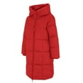 thumbnail image 4 of Women's Mid-Length Hooded Puffer Coat, Thickened Plus Size Jacket, Winter Casual Outerwear, Warm Quilted Parka, Solid Color Cotton Coat, Everyday Winter Coat Red XXXL, 4 of 5