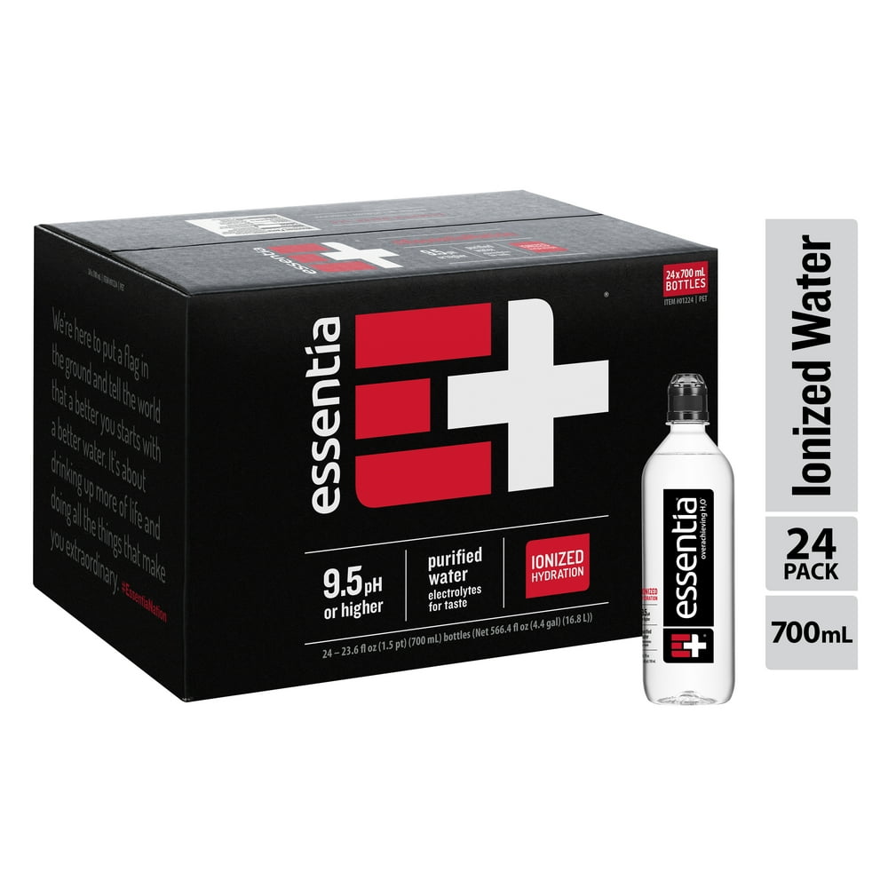 Essentia Bottled Water, 20 Ounce, 24 Pack, Ionized Alkaline Water