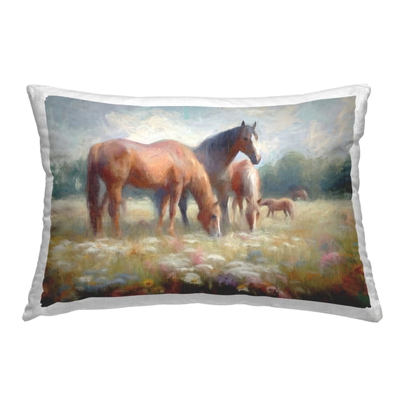 Stupell Industries Soft Horses in Meadow Decorative Printed Throw Pillow, 14 x 20