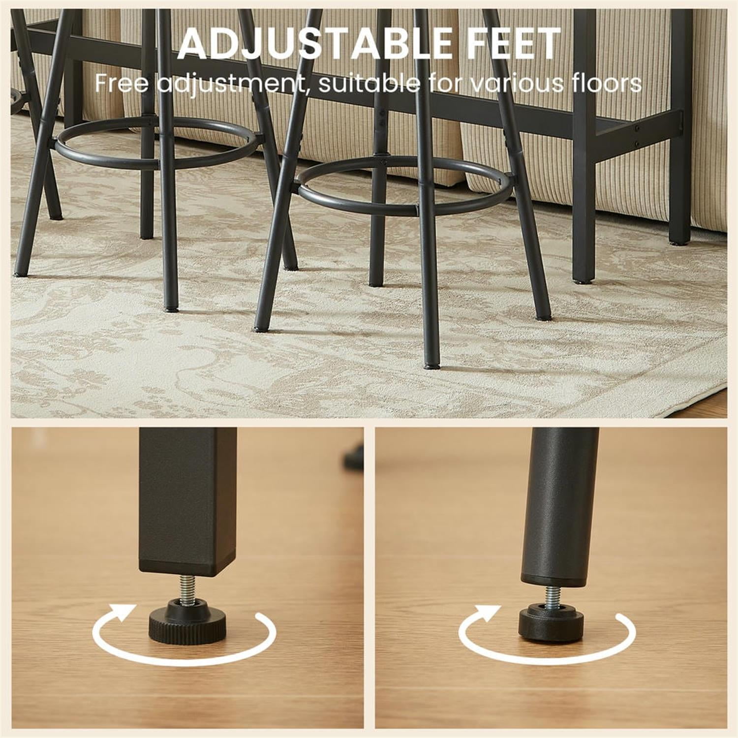 Demi Bonn 7-Piece Dining Table Set with 6 PU Leather Bar Chairs,dustrial Kitchen Bar Table Furniture Sets for Living Room, Gray