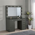 thumbnail image 3 of Maklaine 7-Drawer Engineered Wood Vanity Set in Gray High Gloss, 3 of 13