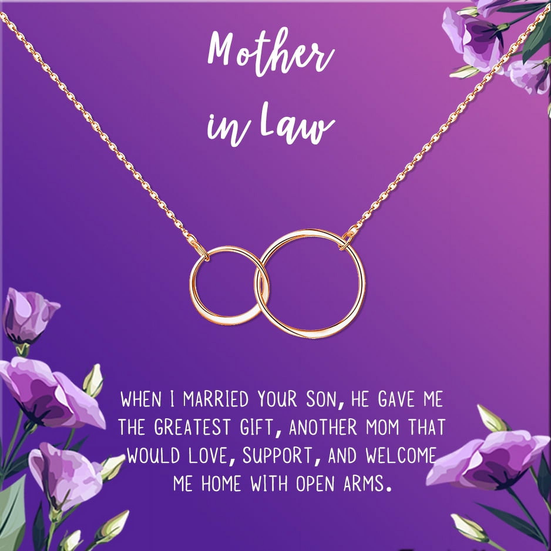 Anavia Mother in Law Gift, Mother of the Groom Gift, Jewelry and Card Gift for Mother in Law, Mother's Day Gift, Necklace and Card Gift [Rose Gold Infinity Ring,Purple Gradient]