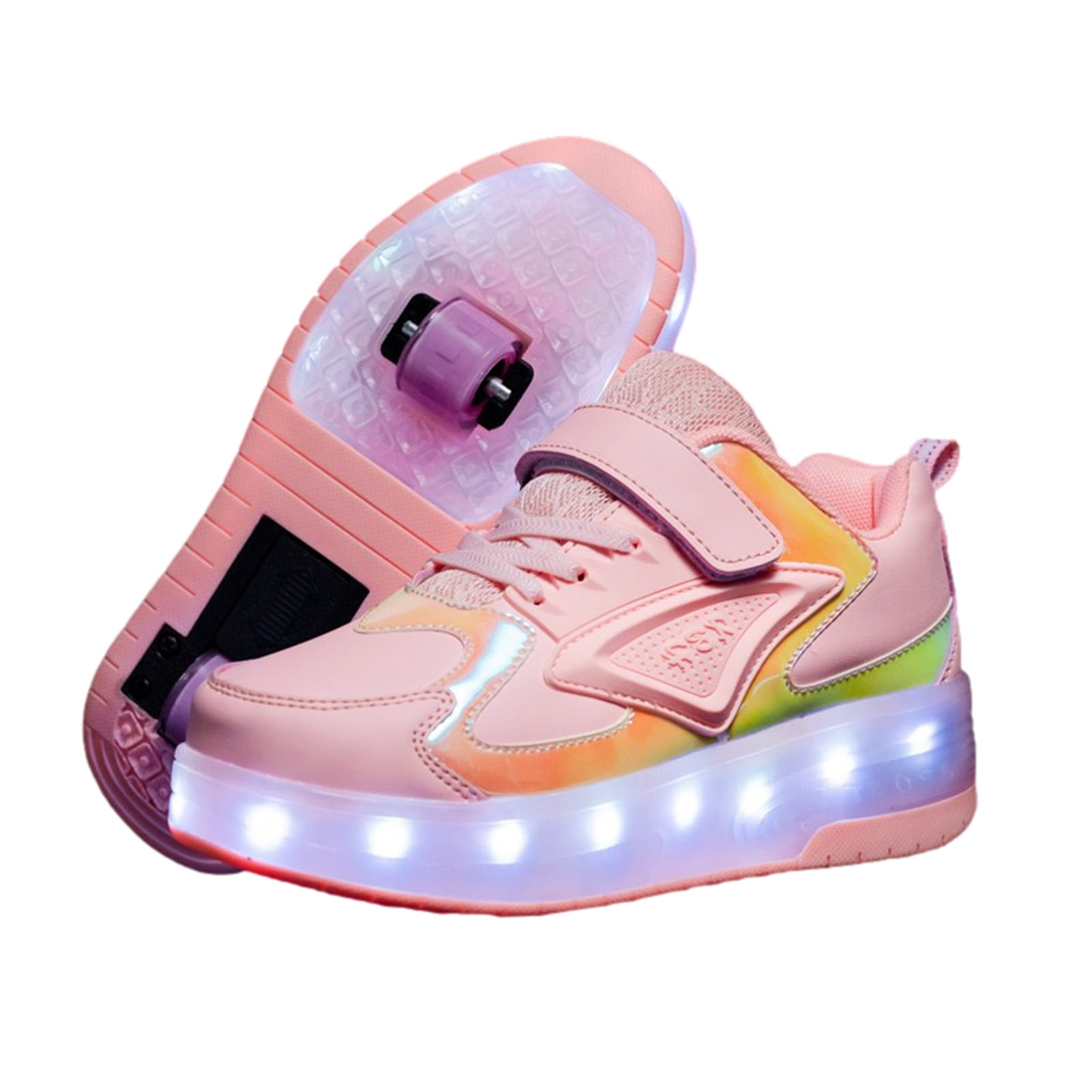 dhh Roller Skate Shoes LED Roller Shoes With USB Charging Adult Flashing Sport Shoes 2-In-1 Multi-Purpose Roller Skates Roller Shoes Kids Roller Skates Shoes,WhiteWheel-36 