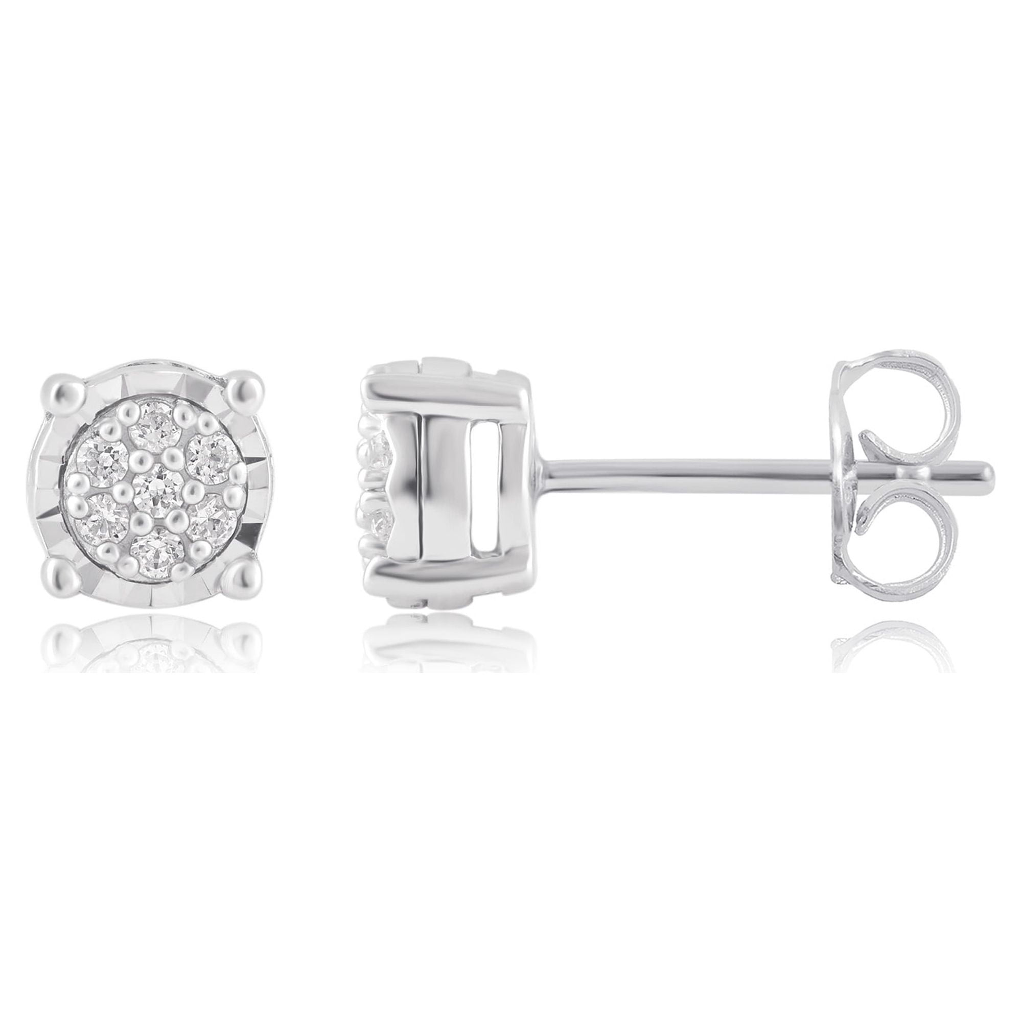 Brilliance Fine Jewelry 1/10 Ct Round Diamond Composite Stud Earrings in Sterling Silver