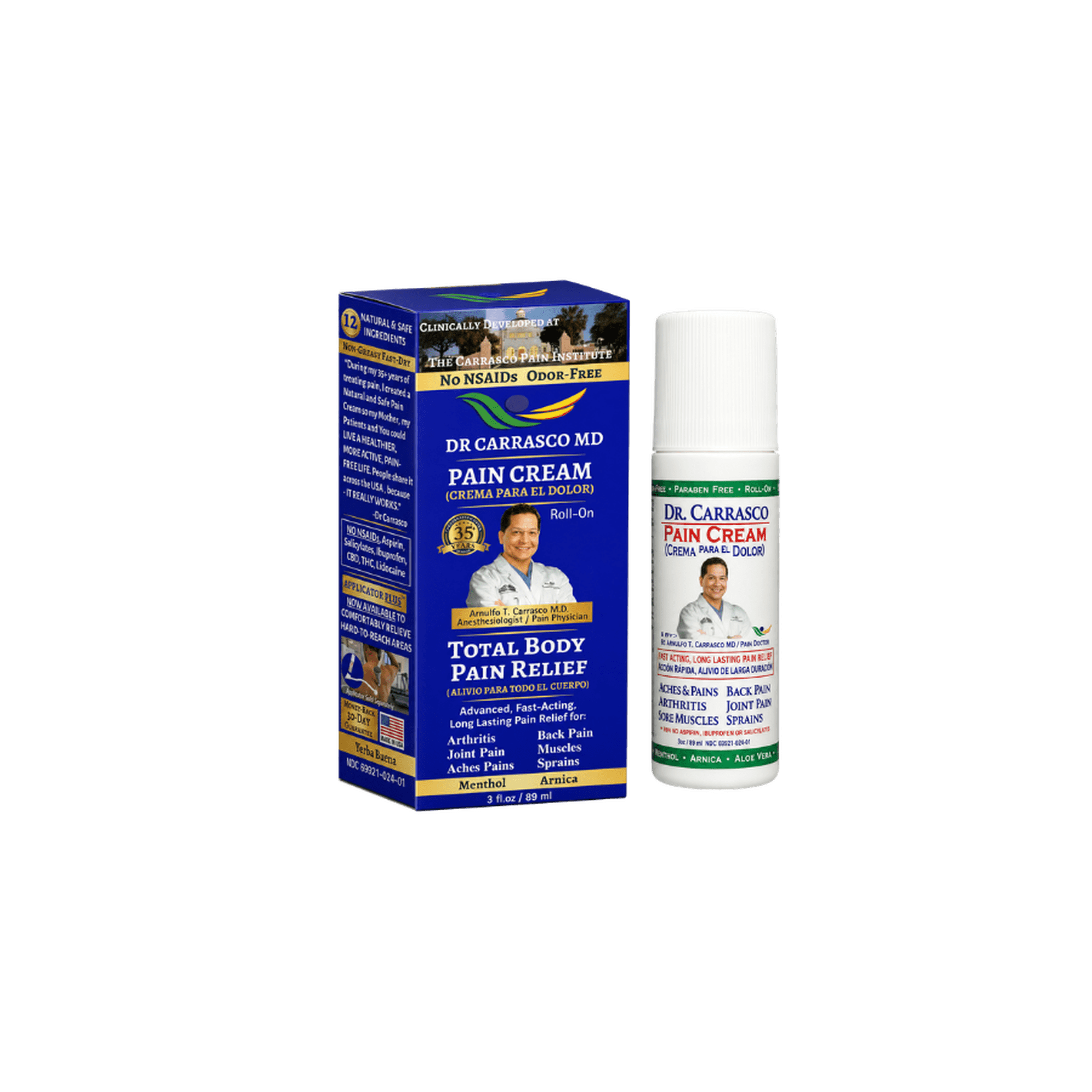 Dr. Carrasco Pain Cream - Doctor Recommended Relief for Joint, Muscle & Arthritis Pain, 3 oz Roll-On