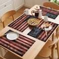 thumbnail image 5 of Retro American Flag Placemats Set of 8 Red Blue Flag Vintage Wooden Place Mats Indoor Wipeable Table Mats Washable Cloth Dining Table Placemats for Kitchen Holiday Party Home Decor 13x19 Inch, 5 of 9
