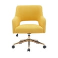 thumbnail image 3 of Modern Water and Stain Resistant Boucle Fabric Upholstered Rolling Task Chair Height Adjustable Swivel Vanity Chair, Mustard, 3 of 5