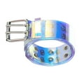 thumbnail image 2 of segolike Double Grommet Belt Jeans Belt PVC Belt Waist Strap 2 Holes Belt Womens Waist Belt Waistband for Women Men Trousers Dazzling color, 2 of 8