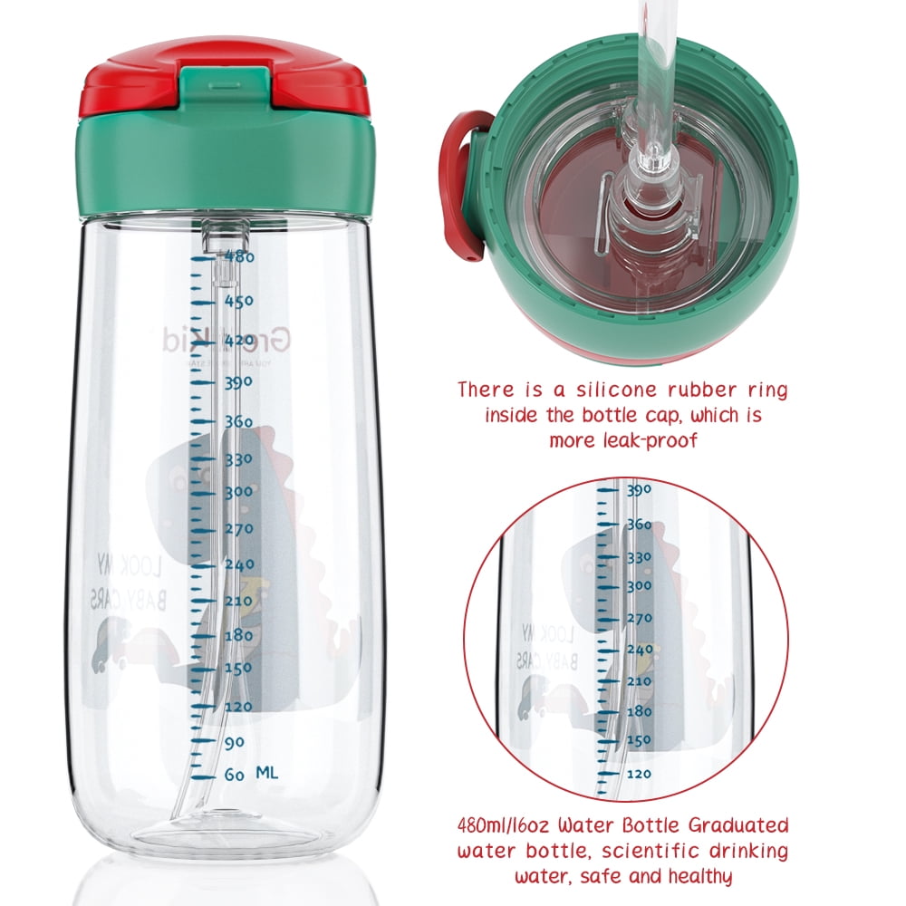 Home Tune 3 Pack 16oz Kid Water Drinking Bottle - BPA Free, Flip Straw Cap,  Carry Loop, Chug Lid, Wi…See more Home Tune 3 Pack 16oz Kid Water Drinking