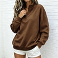 thumbnail image 5 of Horkkom Quarter Zip Pullover Women Casual Loose Soft Tops Oversized Fall Winter Sweatshirt M, 5 of 6