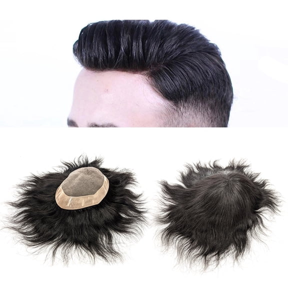 100% Natural Hair Wig 6 Inches Fine Mono Men Toupee Hair Capillary Prosthesis Hair Male Man Hair System for Men