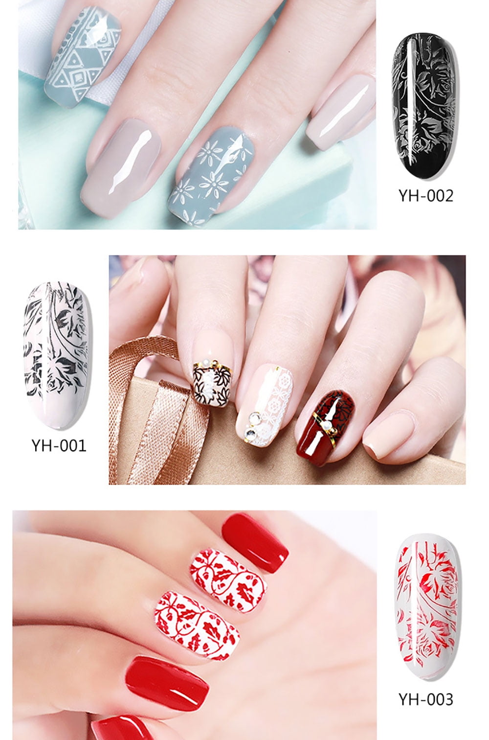 Nail Stamper Kit with Stamping Polish, Nail Stamping Gel Polish Set Nail Print Stamper Tool Nail Stamping Plate Stamp Nail Stamp Polish Gel Paint For Nails Art Printing UV Nail Polish
