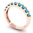 thumbnail image 2 of 0.63 ctw Wedding Band for Women - 18K Rose Gold Simulated Turquoise Stackable Eternity Ring, 2 of 6