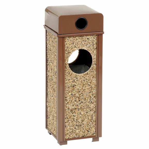 Global Industrial Stone Panel Trash Weather Urn Brown 2-1/2 Gallon 10-1/4"" Squa