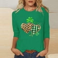thumbnail image 2 of Erwazi St Patricks Day Shirt Women 3/4 Sleeve Crew Neck T-Shirts Shamrock Funny Graphic Tee Tops, 2 of 4