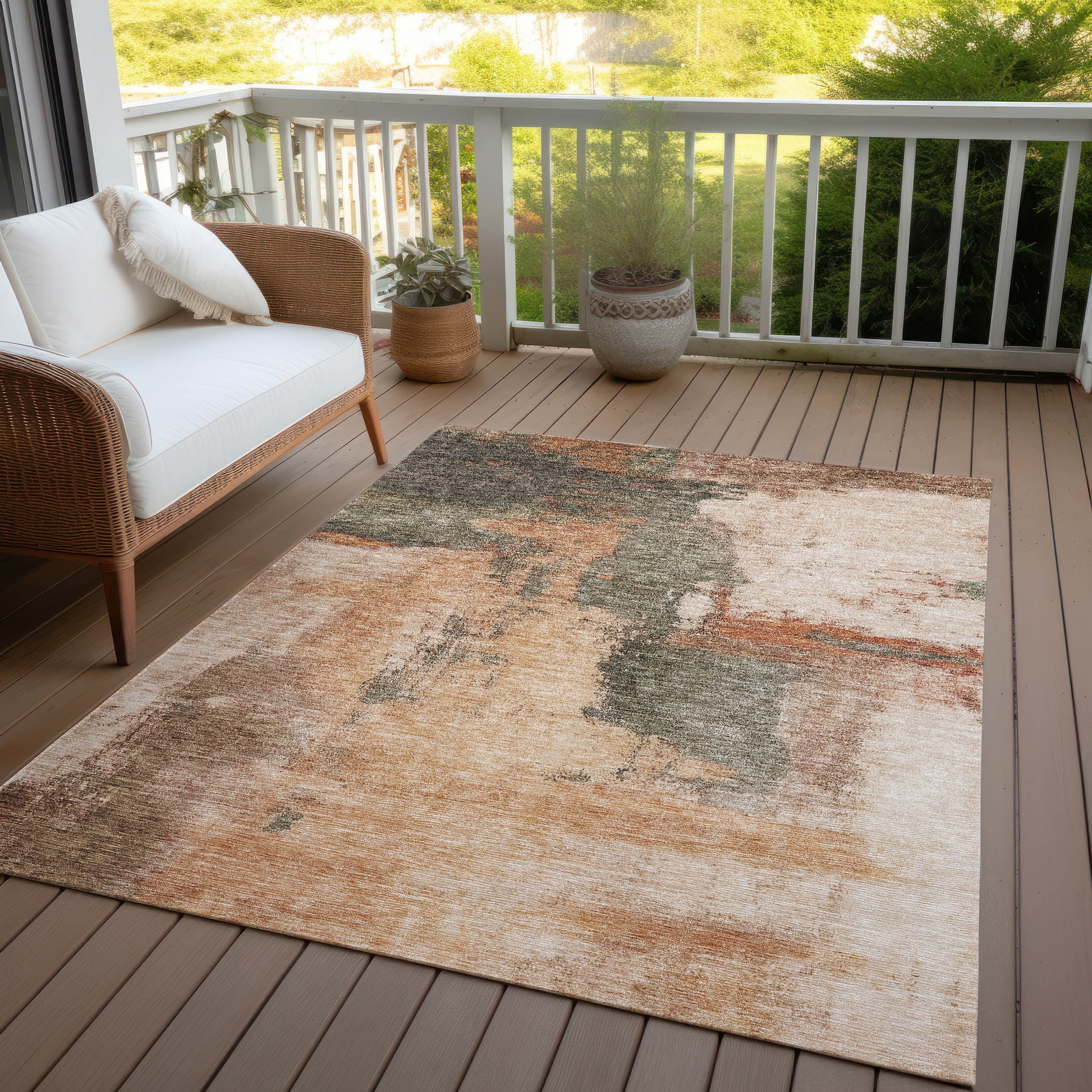 Addison Rugs Chantille Indoor/Outdoor Transitional Modern Terracotta Washable Rectangle Rug, 8' x 10'