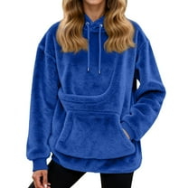 idosla Cat Dog Pouch Hoodie for Women Fleece Pet Carrier Kangaroo Pouch Sweatshirts with Large Pocket Pullover sharpa Warm Shirt (Blue, XXL)