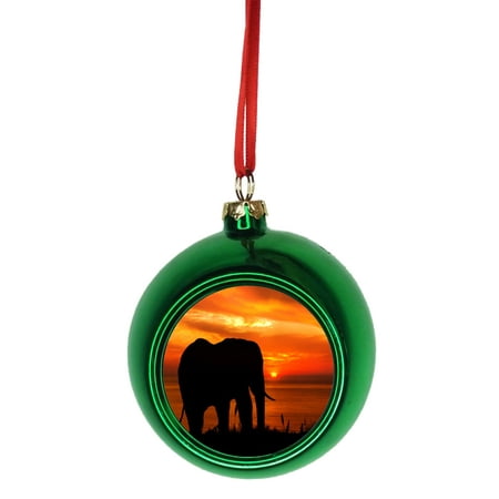 Ornament Elephant Silhouette at Sunset Bauble Christmas Ornaments Green Bauble Tree Decoration - Walmart.com
