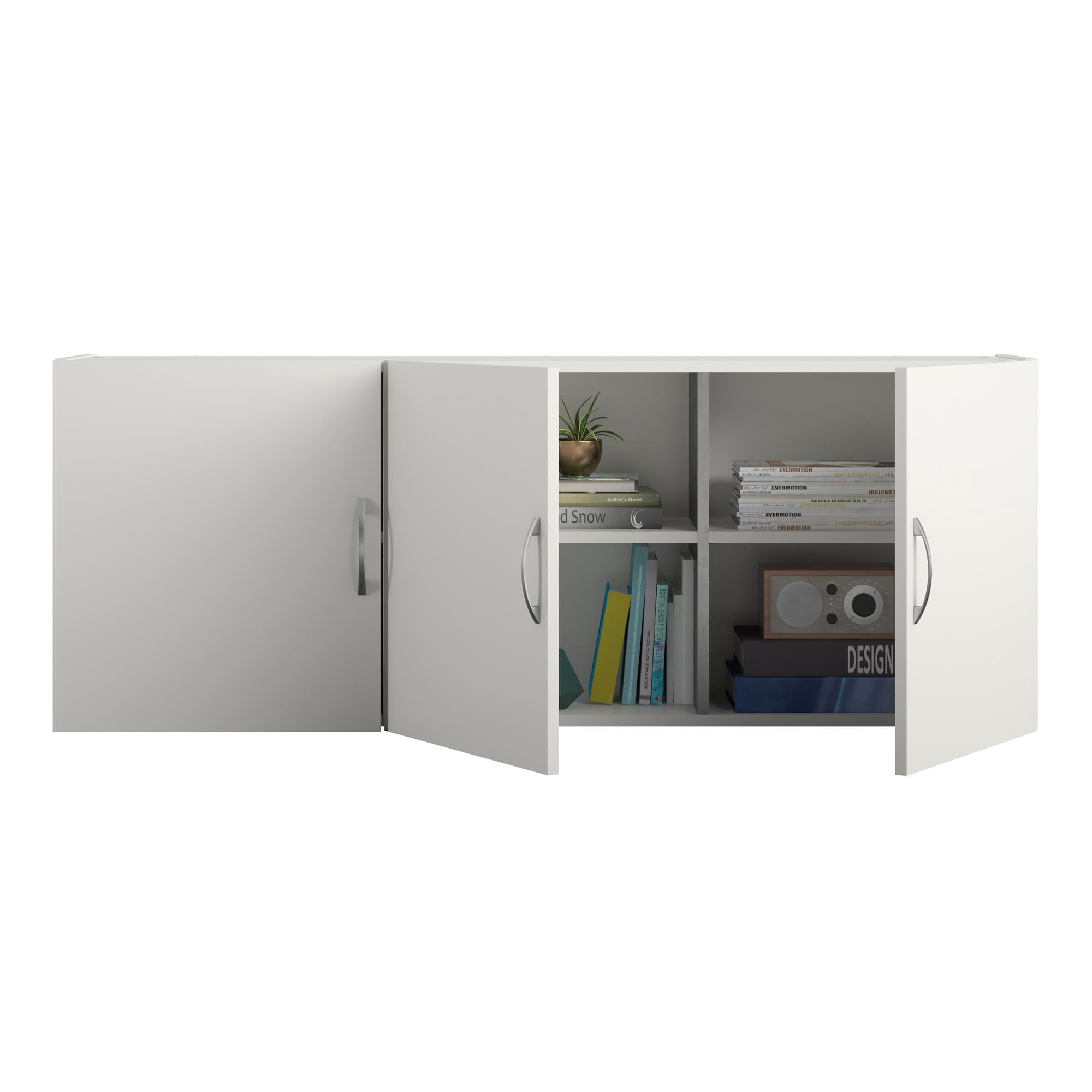 RealRooms Basin 54" 3 Door Wall Cabinet with Adjustable Shelf, White