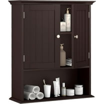 XPOPR  Bathroom Wall Cabinet, Wooden Hanging Storage Cabinet with Doors & Shelves, Multipurpose Storage Cabinet for Restroom Kitchen Living Room, Wall Mounted Bathroom Medicine Cabinet. Brown