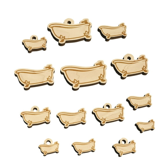 Clawfoot Bathtub for Bathing Wood Mini Charms Shapes DIY Craft Jewelry - With Hole - 18mm (17pcs)