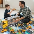 thumbnail image 5 of Construction Truck Toy Set with 6 Mini Die-Cast Vehicles - Pull-Back Engineering Cars in Storage Carrier - Kids Educational Toy Set for Boys and Girls Age 3+, 5 of 7