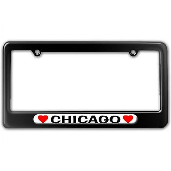 Chicago Love with Hearts License Plate Frame