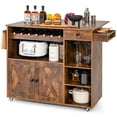 thumbnail image 1 of Costway Rolling Kitchen Island Cart with Drop Leaf Wine Rack Stemware Holder Rustic Brown, 1 of 10