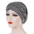 thumbnail image 2 of Mifelio Turban for Women, Women Hat Muslim Solid One Tail Scarf Turban Warm Wrap Cap Head Wrap for Women Grey One Size, 2 of 2