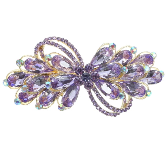 AURARMLET Decorative Hair Barrettes Rhinestone Hair Clip Purple for Parties 1Pcs