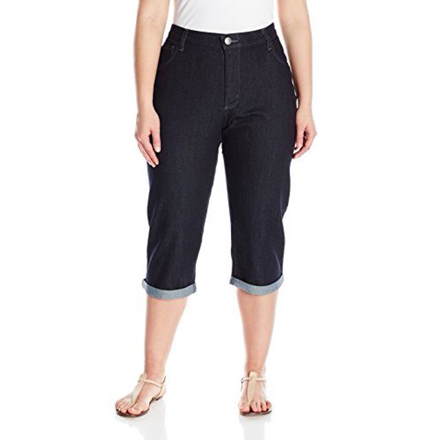 Riders by Lee Indigo Women's Plus Size Comfort Waist Cuff Capri, Rinse, 22 W
