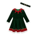 thumbnail image 4 of TiaoBug Girls Christmas Santa Claus Cosplay Costume Long Sleeve Clown Collar A Line Dance Tutu Dress Green 3-4, 4 of 7