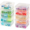 thumbnail image 1 of IRIS USA Small Plastic Hobby Art Craft Supply Organizer Storage Box with Snap-Tight Closure Latch, 10 Pack, Art Satchel Storage Case for Ribbons, Beads, Sticker, Yarn, and Ornaments, Stackable, Clear, 1 of 5