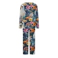 thumbnail image 3 of WFJCJPAF 2026 New 2026 ! 2026 Pajamas Women Pants,Ladies' 2026 Printed Casual Long Top And Pants Pajama Set - Navy S, 3 of 4