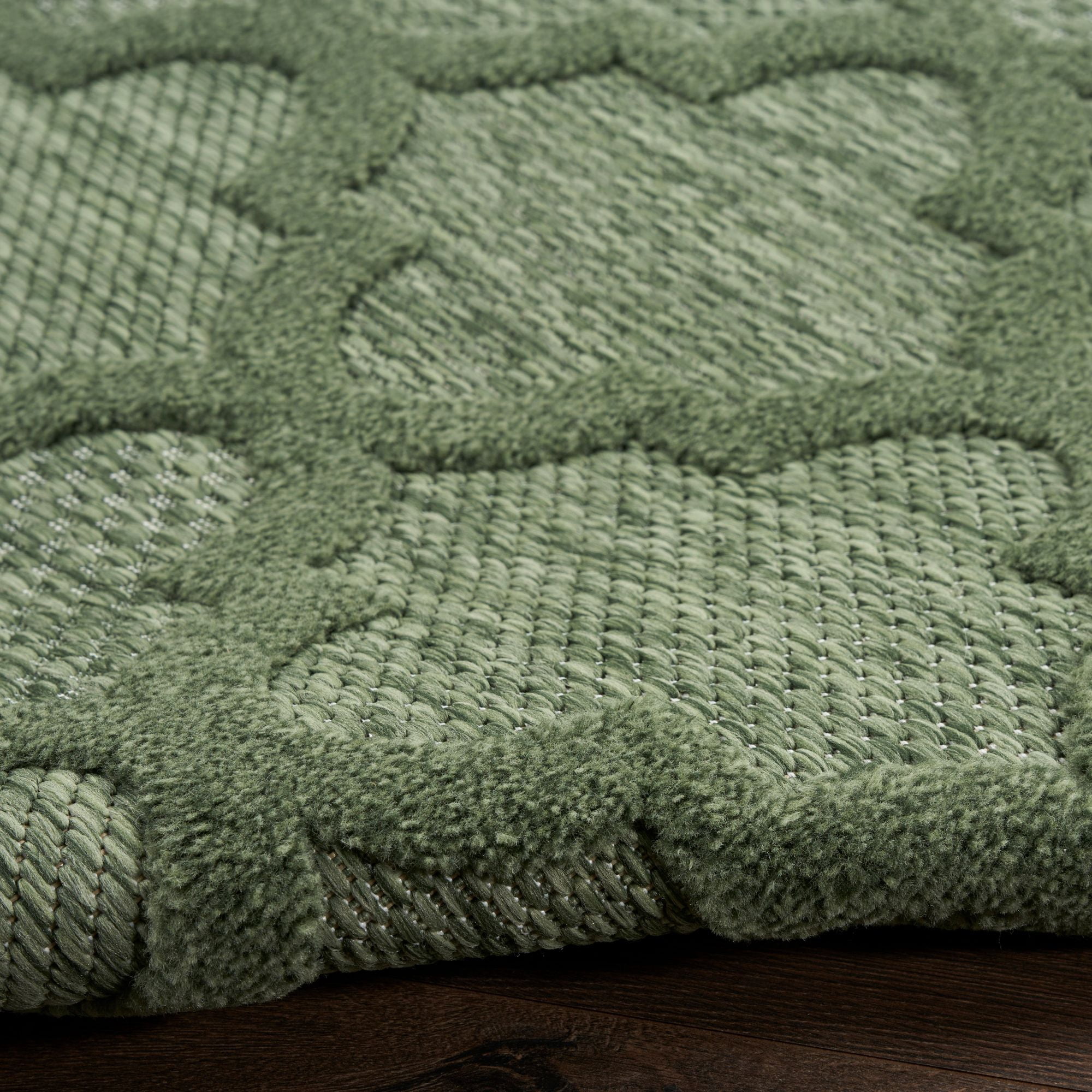 Nourison Easy Care Trellis Flatweave Indoor Outdoor Area Rug 9' x 12' Green
